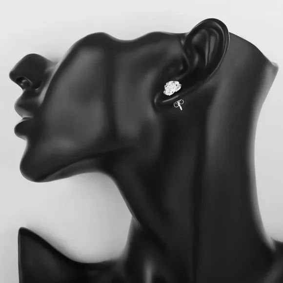925 Sterling Silver Fine Flower bud Earring stud for Women Luxury Fashio… - Picture 2 of 5
